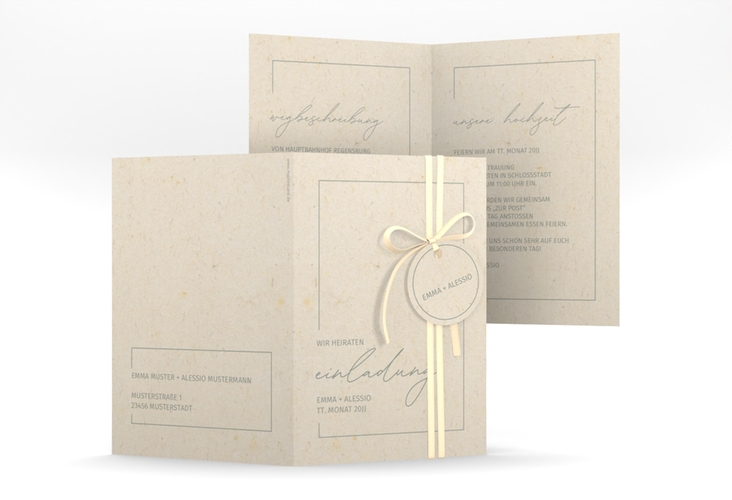 Einladungskarte Hochzeit Simple Line A6 Klappkarte hoch
