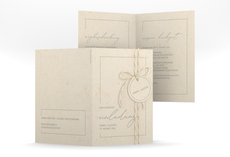 Einladungskarte Hochzeit Simple Line A6 Klappkarte hoch
