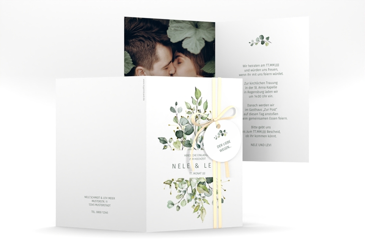 Einladungskarte Hochzeit Enchanting A6 Klappkarte hoch weiss