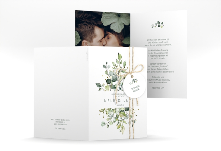Einladungskarte Hochzeit Enchanting A6 Klappkarte hoch weiss