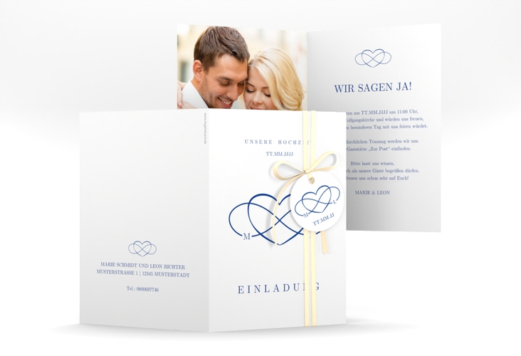 Einladungskarte Hochzeit Infinity A6 Klappkarte hoch