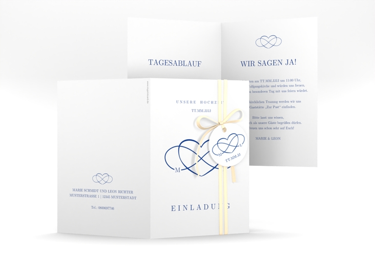 Einladungskarte Hochzeit Infinity A6 Klappkarte hoch hochglanz