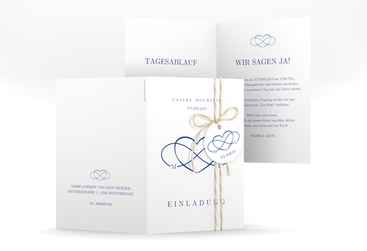 Einladungskarte Hochzeit Infinity A6 Klappkarte hoch hochglanz