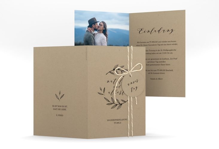 Einladungskarte Hochzeit "Naturelove" A6 Klappkarte hoch