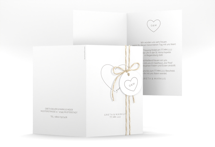 Einladungskarte Hochzeit Lebenstraum A6 Klappkarte hoch weiss hochglanz