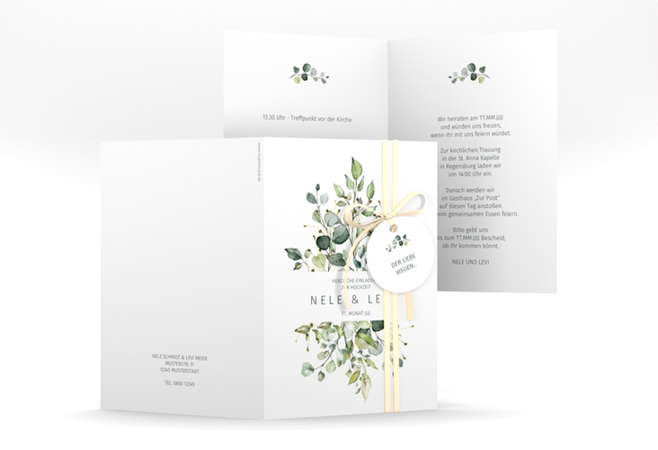 Einladungskarte Hochzeit Enchanting A6 Klappkarte hoch weiss