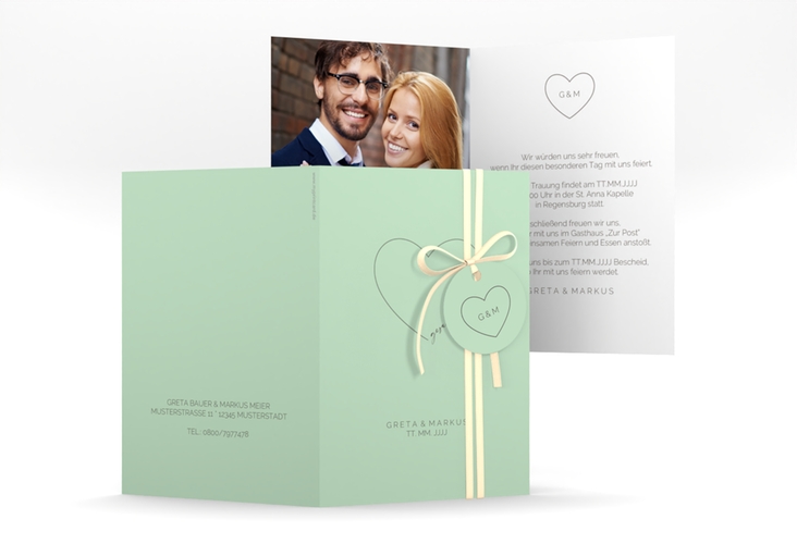 Einladungskarte Hochzeit Lebenstraum A6 Klappkarte hoch mint hochglanz