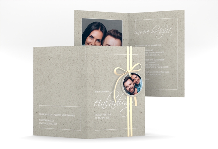 Einladungskarte Hochzeit Simple Line A6 Klappkarte hoch