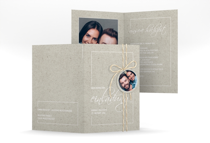 Einladungskarte Hochzeit Simple Line A6 Klappkarte hoch