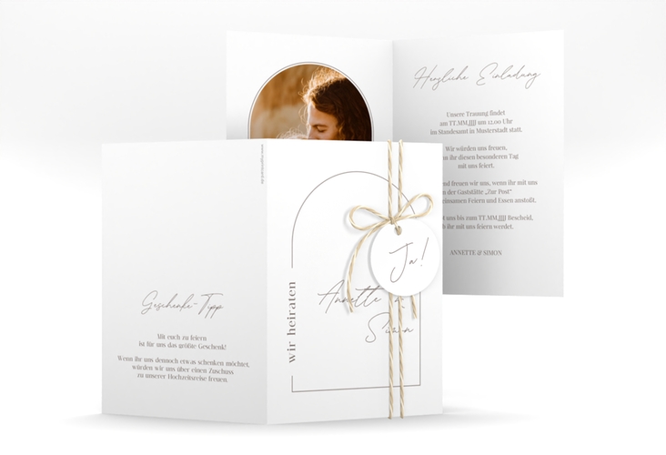 Einladungskarte Hochzeit Rundung A6 Klappkarte hoch