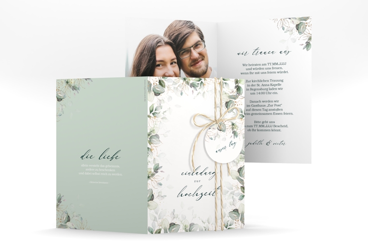 Einladungskarte Hochzeit "Poesia" A6 Klappkarte hoch weiss hochglanz