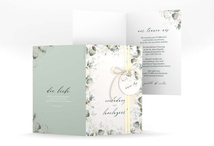 Einladungskarte Hochzeit "Poesia" A6 Klappkarte hoch weiss