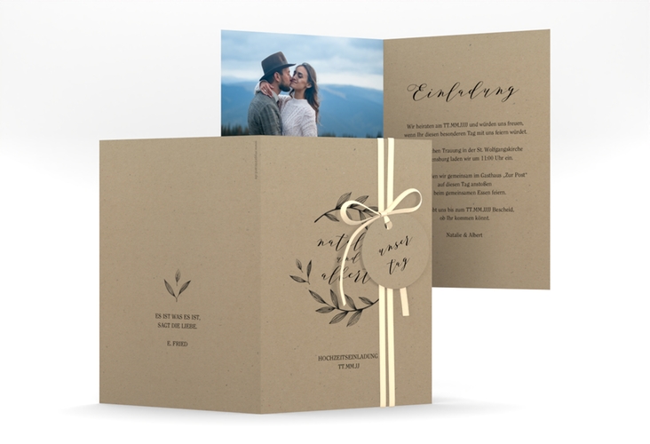 Einladungskarte Hochzeit Naturelove A6 Klappkarte hoch