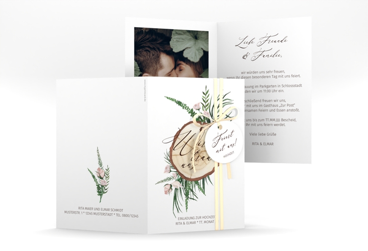 Einladungskarte Hochzeit Woodland A6 Klappkarte hoch