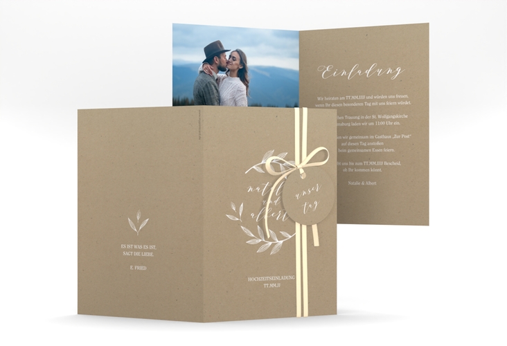 Einladungskarte Hochzeit Naturelove A6 Klappkarte hoch weiss hochglanz
