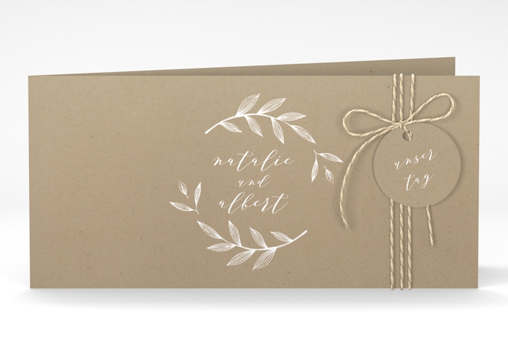 Hochzeitseinladung Naturelove lange Klappkarte quer weiss hochglanz
