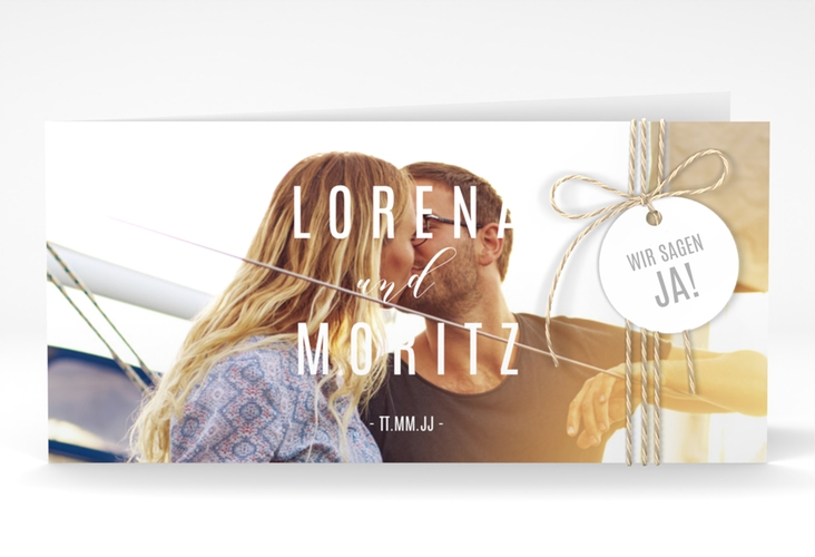 Hochzeitseinladung Memory lange Klappkarte quer