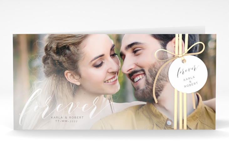 Hochzeitseinladung Promise lange Klappkarte quer hochglanz