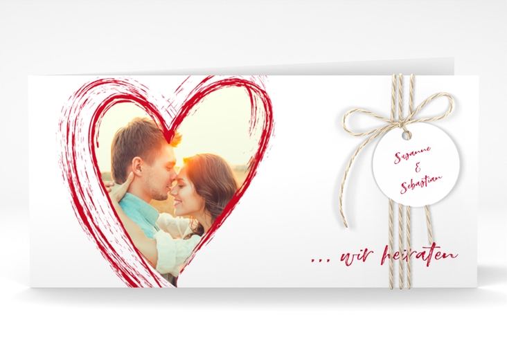 Hochzeitseinladung Liebe lange Klappkarte quer
