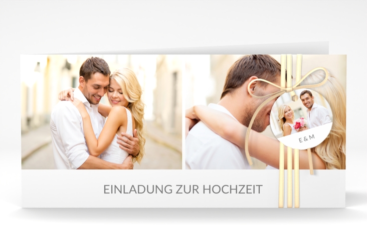 Hochzeitseinladung Vista lange Klappkarte quer weiss