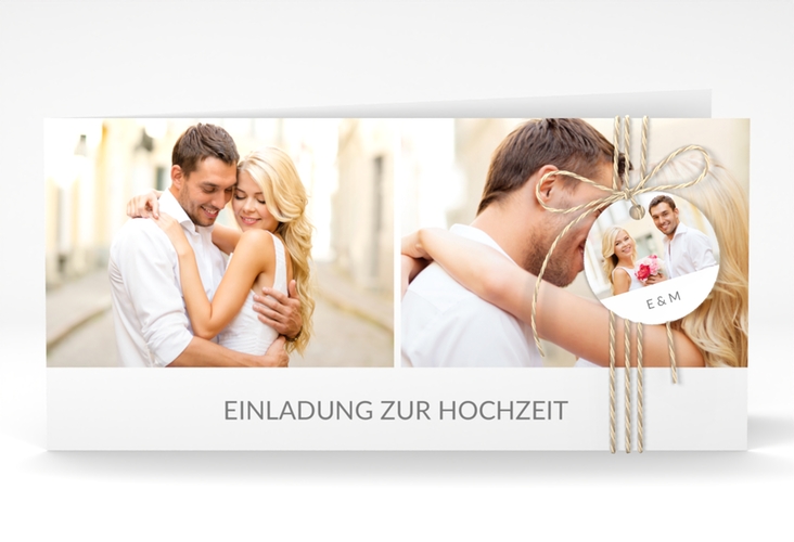Hochzeitseinladung Vista lange Klappkarte quer weiss