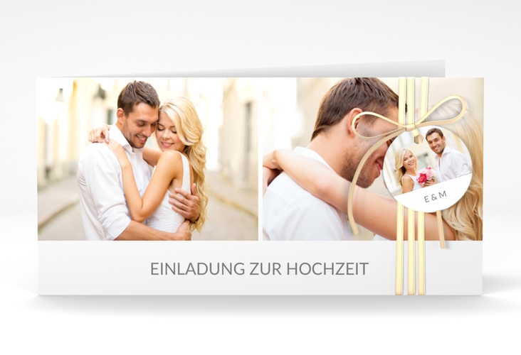 Hochzeitseinladung Vista lange Klappkarte quer weiss hochglanz