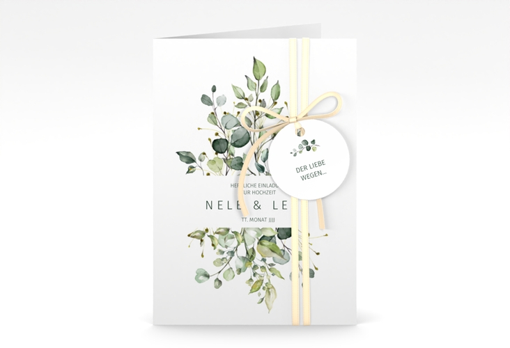 Einladungskarte Hochzeit Enchanting A6 Klappkarte hoch weiss