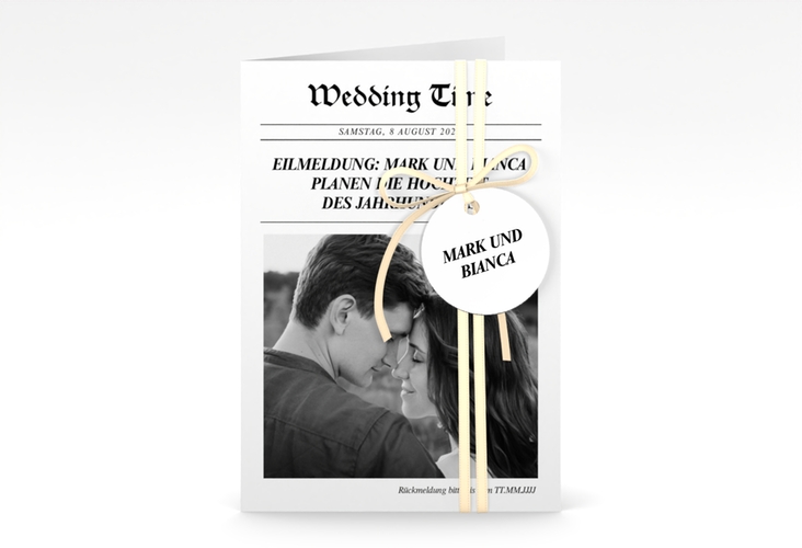Einladungskarte Hochzeit Wedding Time A6 Klappkarte hoch