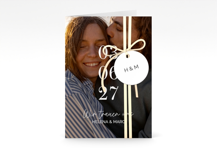 Einladungskarte Hochzeit You and Me A6 Klappkarte hoch