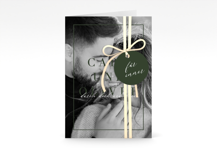 Einladungskarte Hochzeit Moment A6 Klappkarte hoch gruen hochglanz