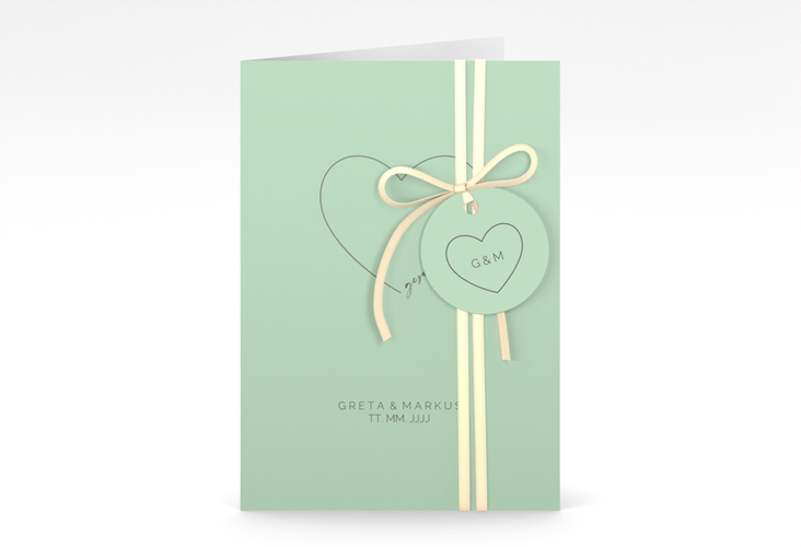 Einladungskarte Hochzeit Lebenstraum A6 Klappkarte hoch mint hochglanz