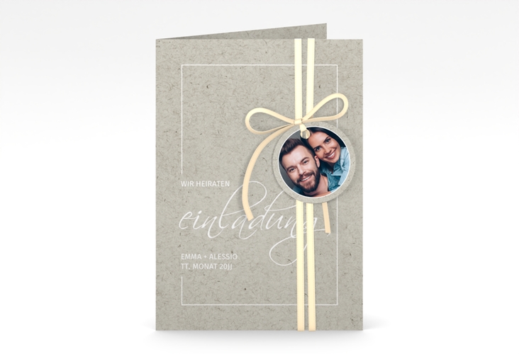 Einladungskarte Hochzeit Simple Line A6 Klappkarte hoch