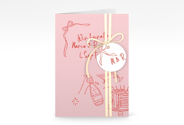 Einladungskarte Hochzeit Doodle A6 Klappkarte hoch