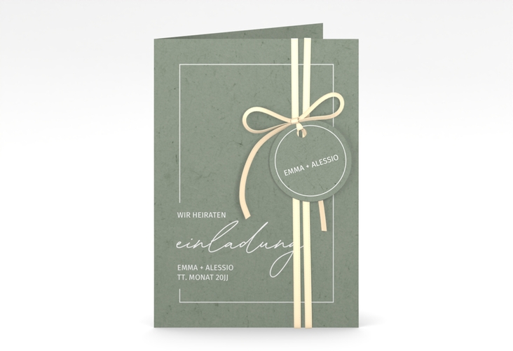 Einladungskarte Hochzeit Simple Line A6 Klappkarte hoch gruen
