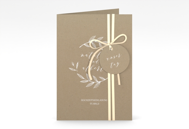 Einladungskarte Hochzeit Naturelove A6 Klappkarte hoch weiss hochglanz