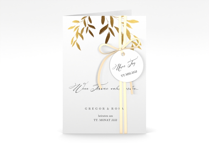 Einladungskarte Hochzeit Demure A6 Klappkarte hoch weiss hochglanz