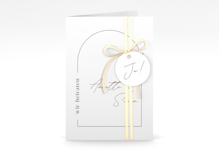 Einladungskarte Hochzeit Rundung A6 Klappkarte hoch weiss