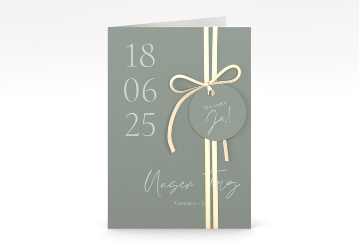 Einladungskarte Hochzeit Day A6 Klappkarte hoch mit Datum im minimalistischen Design