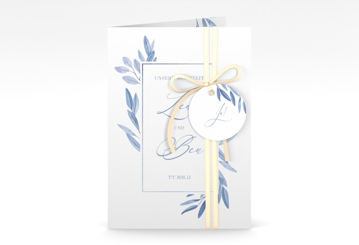 Einladungskarte Hochzeit Classicblue A6 Klappkarte hoch