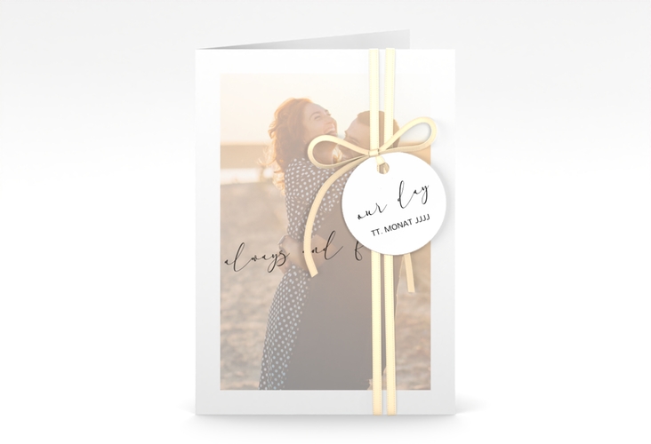 Einladungskarte Hochzeit Lucent A6 Klappkarte hoch weiss hochglanz