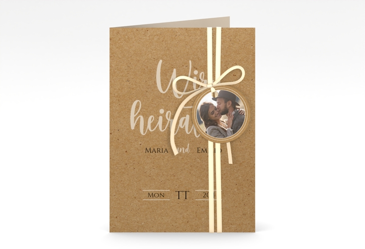 Einladungskarte Hochzeit Noble A6 Klappkarte hoch mit elegantem Schriftzug