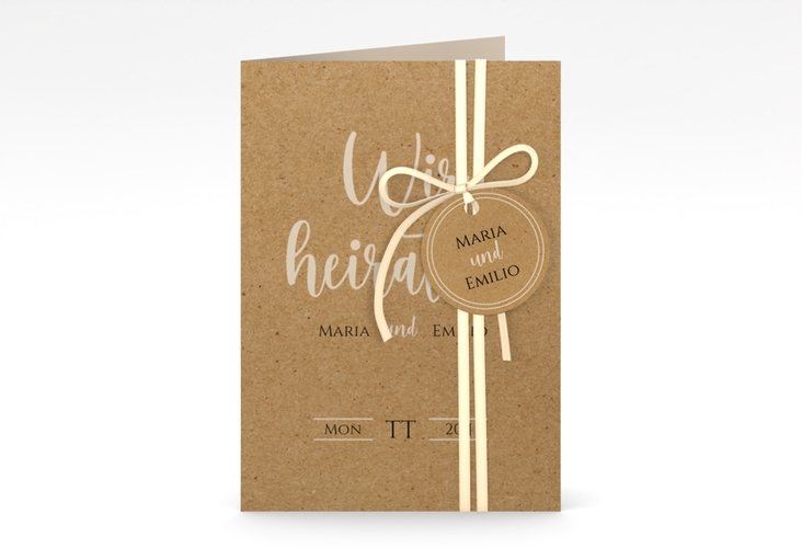 Einladungskarte Hochzeit Noble A6 Klappkarte hoch hochglanz mit elegantem Schriftzug