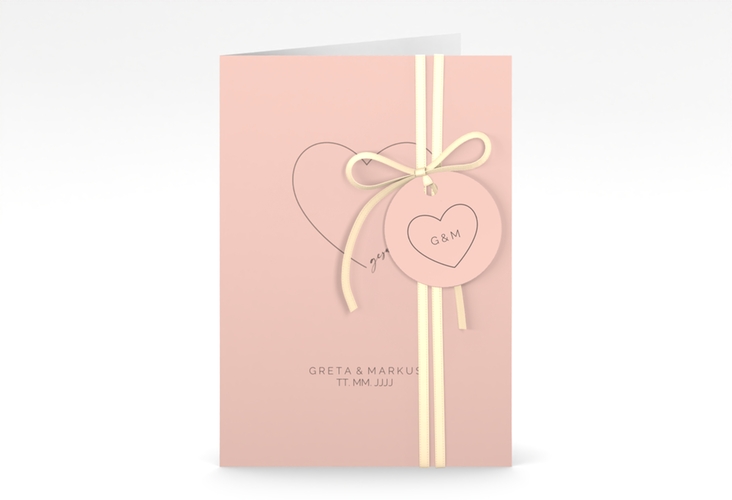 Einladungskarte Hochzeit Lebenstraum A6 Klappkarte hoch rosa