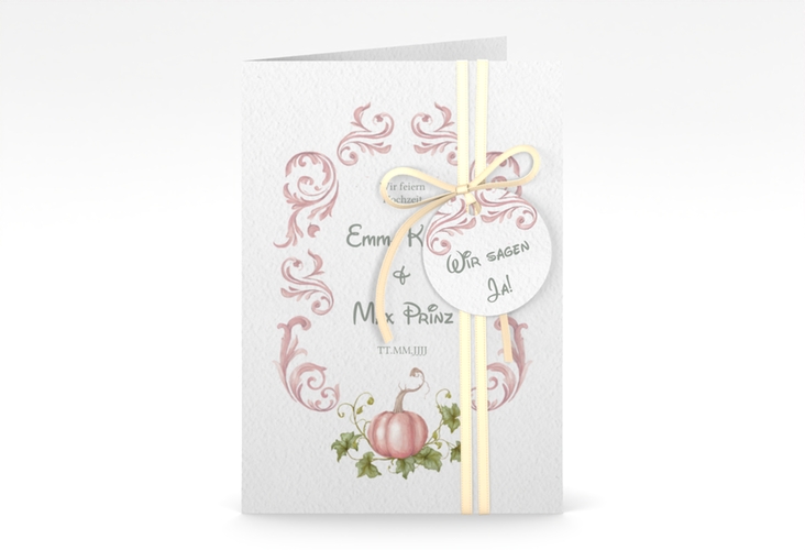 Einladungskarte Hochzeit Märchenhaft A6 Klappkarte hoch rosa