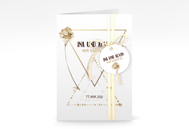 Einladungskarte Hochzeit Triangle A6 Klappkarte hoch weiss