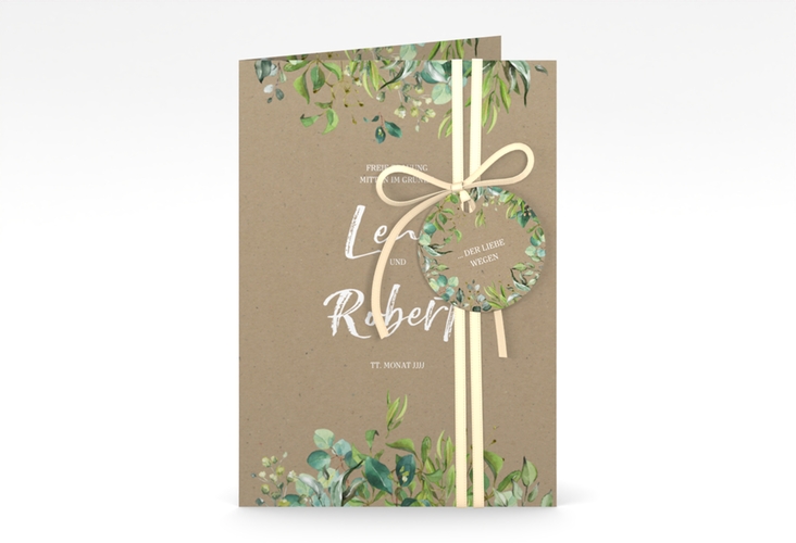 Einladungskarte Hochzeit Natural A6 Klappkarte hoch Kraftpapier