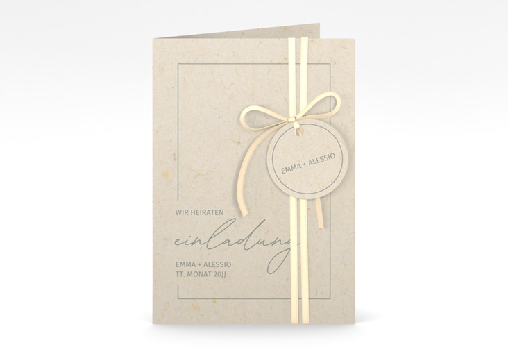 Einladungskarte Hochzeit Simple Line A6 Klappkarte hoch