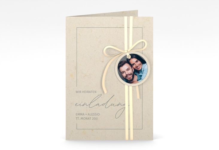 Einladungskarte Hochzeit Simple Line A6 Klappkarte hoch hochglanz