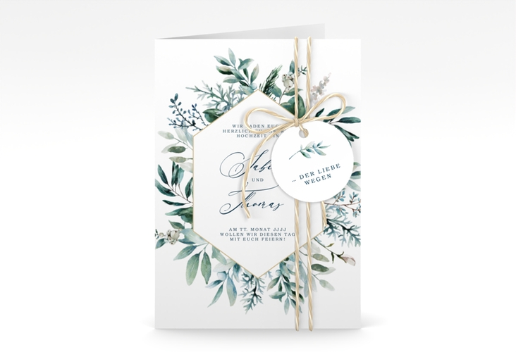 Einladungskarte Hochzeit Lumiere A6 Klappkarte hoch weiss hochglanz