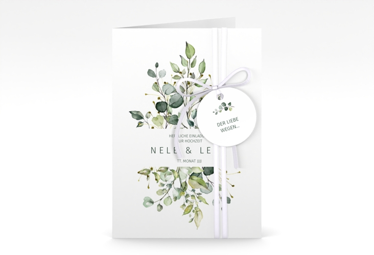 Einladungskarte Hochzeit Enchanting A6 Klappkarte hoch weiss